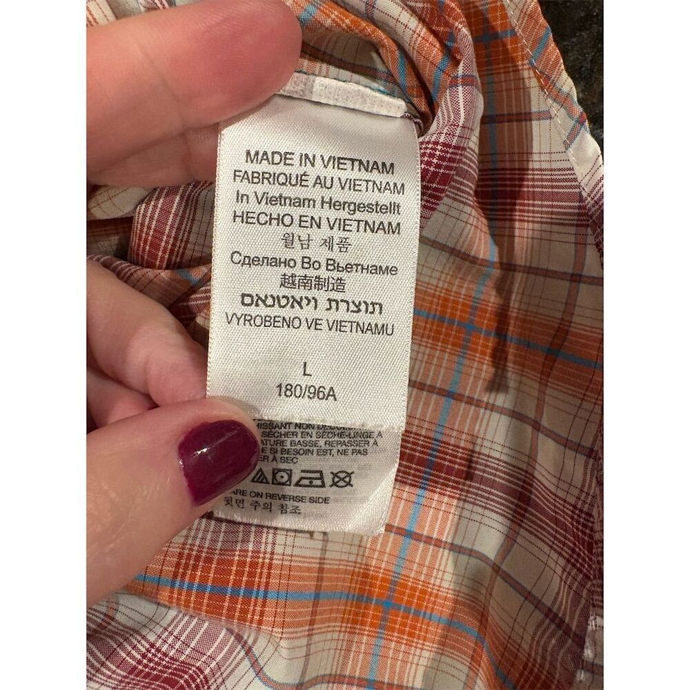 Marmot Men's Orange Plaid Short Sleeve Button-Up Shirt Size L - Picture 8 of 9
